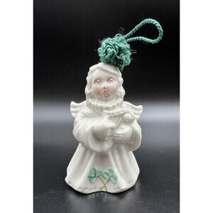 Belleek Choir of Angels Bell Christmas Ornament 3.5" Tall Ireland Angel w Harp